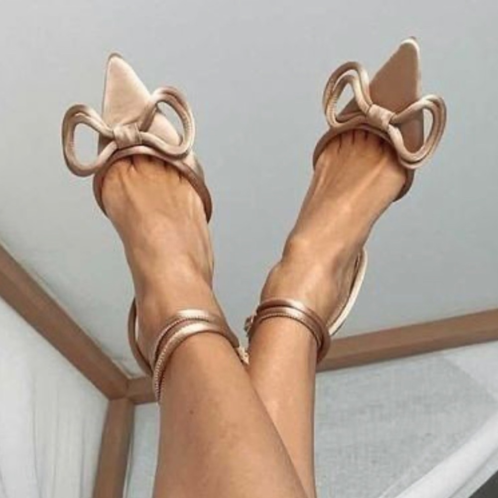 ALIAS MAE BOWIE CHAMPAGNE TAN SATIN SPRAPPY HEEL SHOE SZ 37 US 6